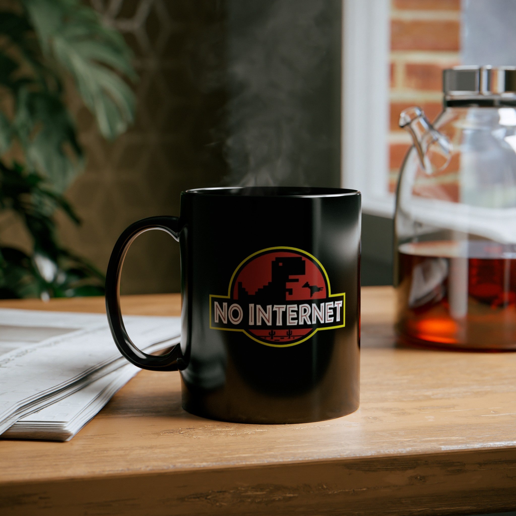 No Internet Jurassic Black Mug (11oz, 15oz)