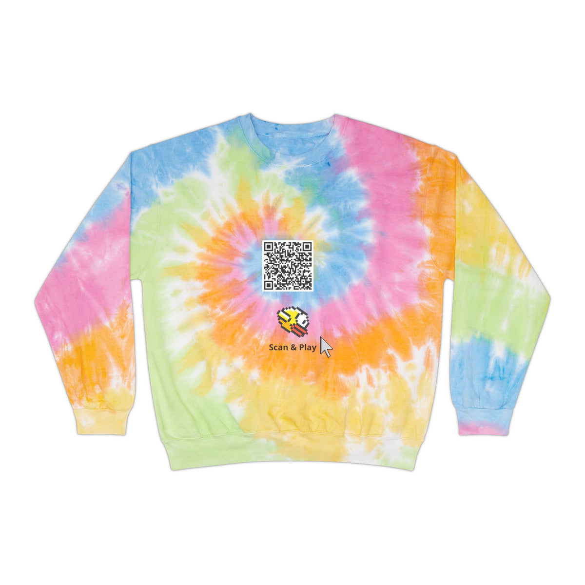 Scan & Play fluffy Bird Game Unisex Tie-Dye Sweatshirt
