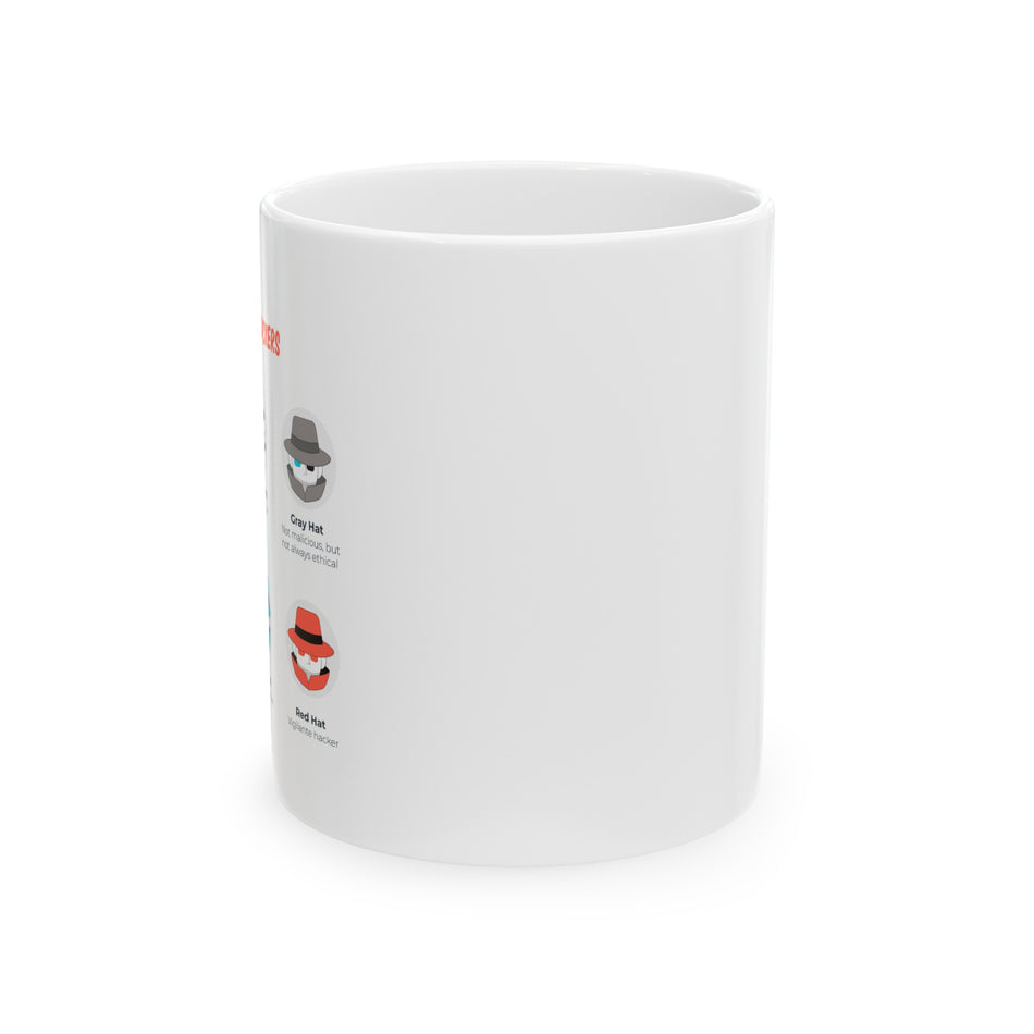 Types of Hackers Ceramic Mug for Cyber Security Professionals (11oz)