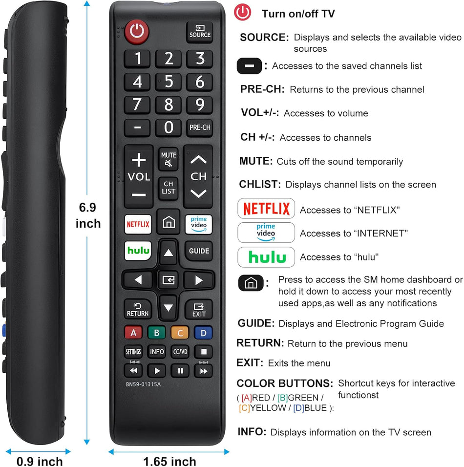 【Pack of 2】New Universal Remote for All Samsung TV Remote, Replacement Compatible for All Samsung Smart TV, LED, LCD, HDTV, 3D, Series TV