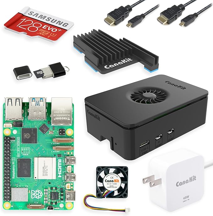 CanaKit Raspberry Pi 5 Starter Kit PRO - Turbine Black (128GB Edition) (4GB RAM)