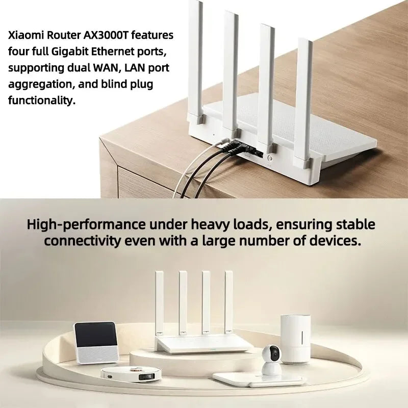 2024 Xiaomi AX3000T Router - 5GHz - WAN, LAN, LED, & NFC Connection
