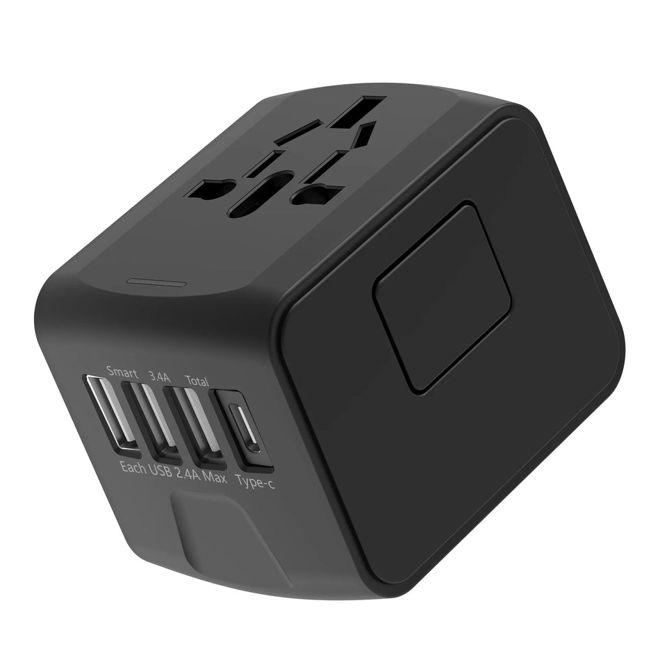 International Travel Adapter with 3 USB & Type-C Fast Charging Plugs
