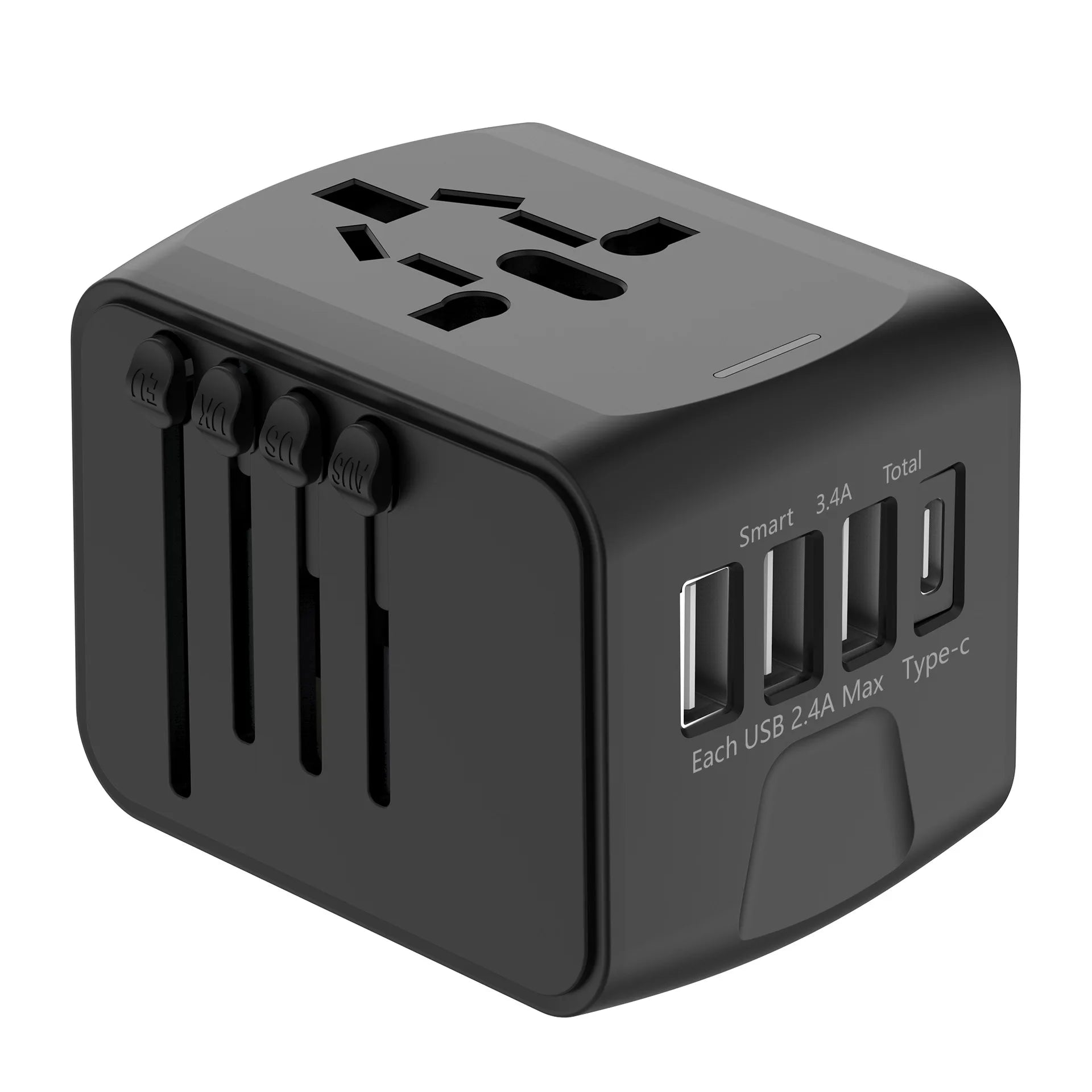 International Travel Adapter with 3 USB & Type-C Fast Charging Plugs
