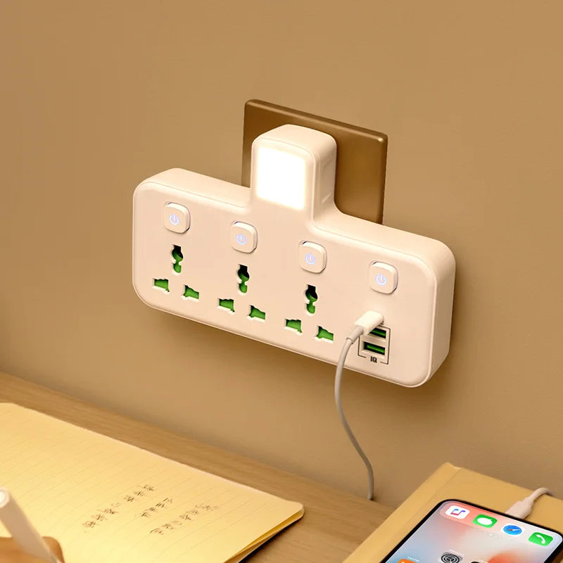 US Plug Power Strip with USB Charger, Outlet Adapter & Separate Switch