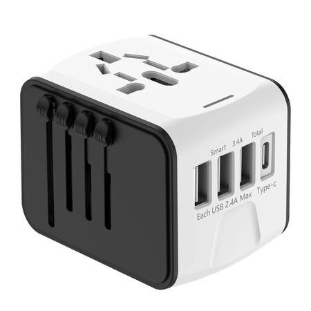 International Travel Adapter with 3 USB & Type-C Fast Charging Plugs
