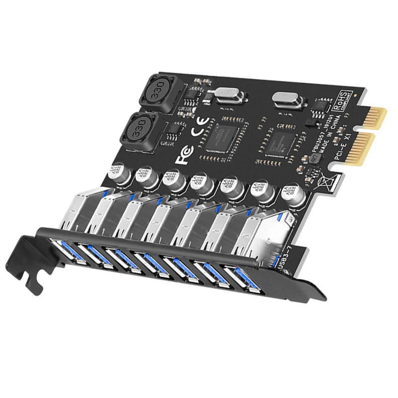 7-Port USB 3.0 PCI-E X1 Expansion Card with NEC Chip for Desktop PC
