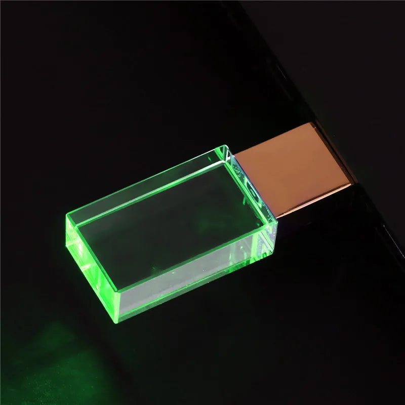 Custom Logo USB Crystal Flash Drive for 32GB, 64GB, &128GB
