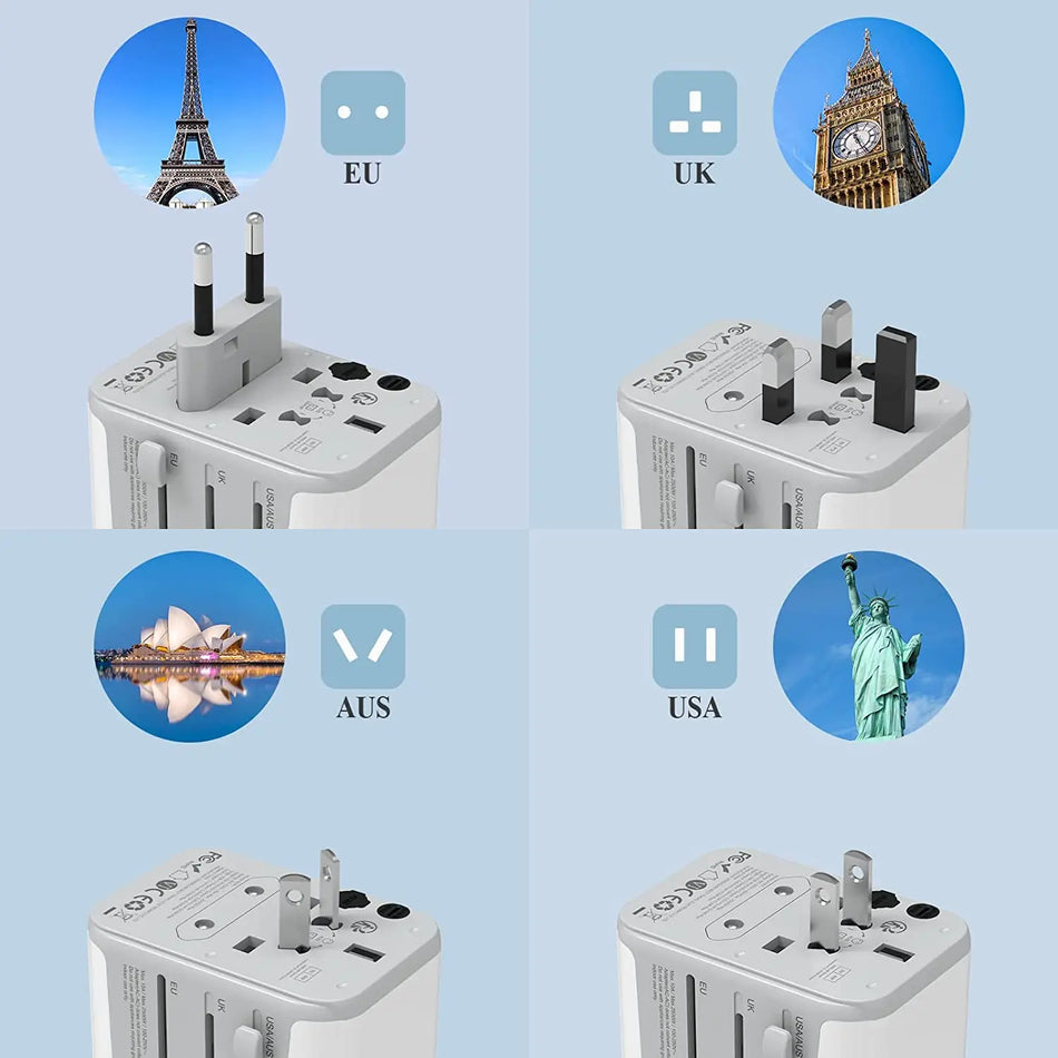 TESSAN Universal Travel Adapter with USB & Type-C for Worldwide Use