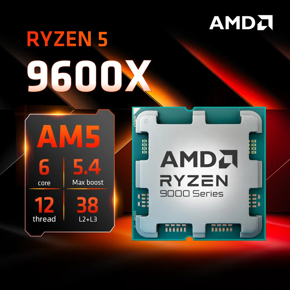 AMD Ryzen 5 9600X 5.4GHz 6-Core 12-Thread Gaming CPU AM5, Zen 5 Graphics