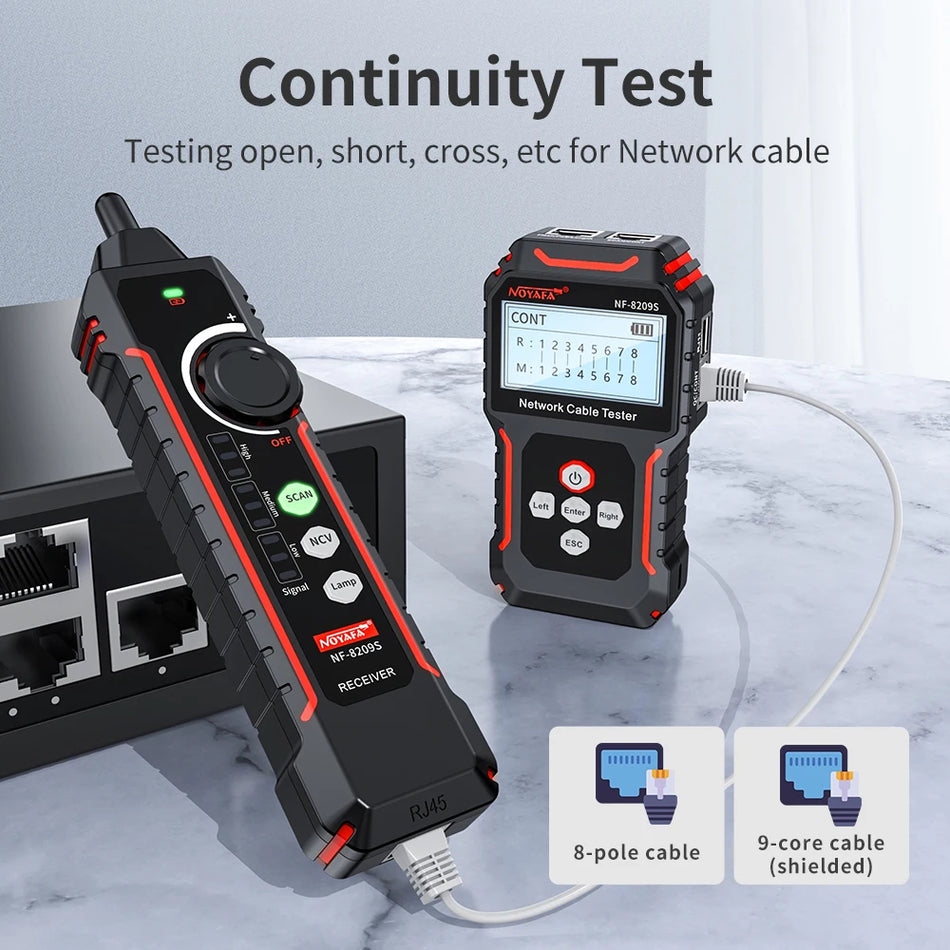 Wire Tracker & Cable Tester - Cat5/Cat6/PoE, NCV, LED Lamp, Network Tool