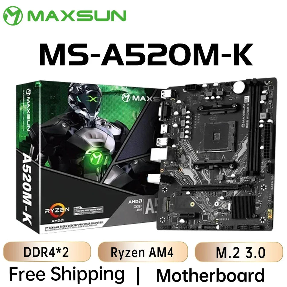 MAXSUN Gaming Motherboard AMD A520M-K Support RAM DDR4 M.2 USB3.2 STAT3.0 Ryzen R3 R5 Desktop AM4