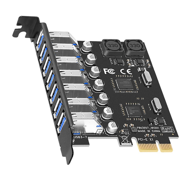 7-Port USB 3.0 PCI-E X1 Expansion Card with NEC Chip for Desktop PC
