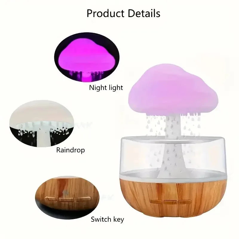 Rain Cloud Humidifier Colorful Mushroom Cloud Lamp Night Light