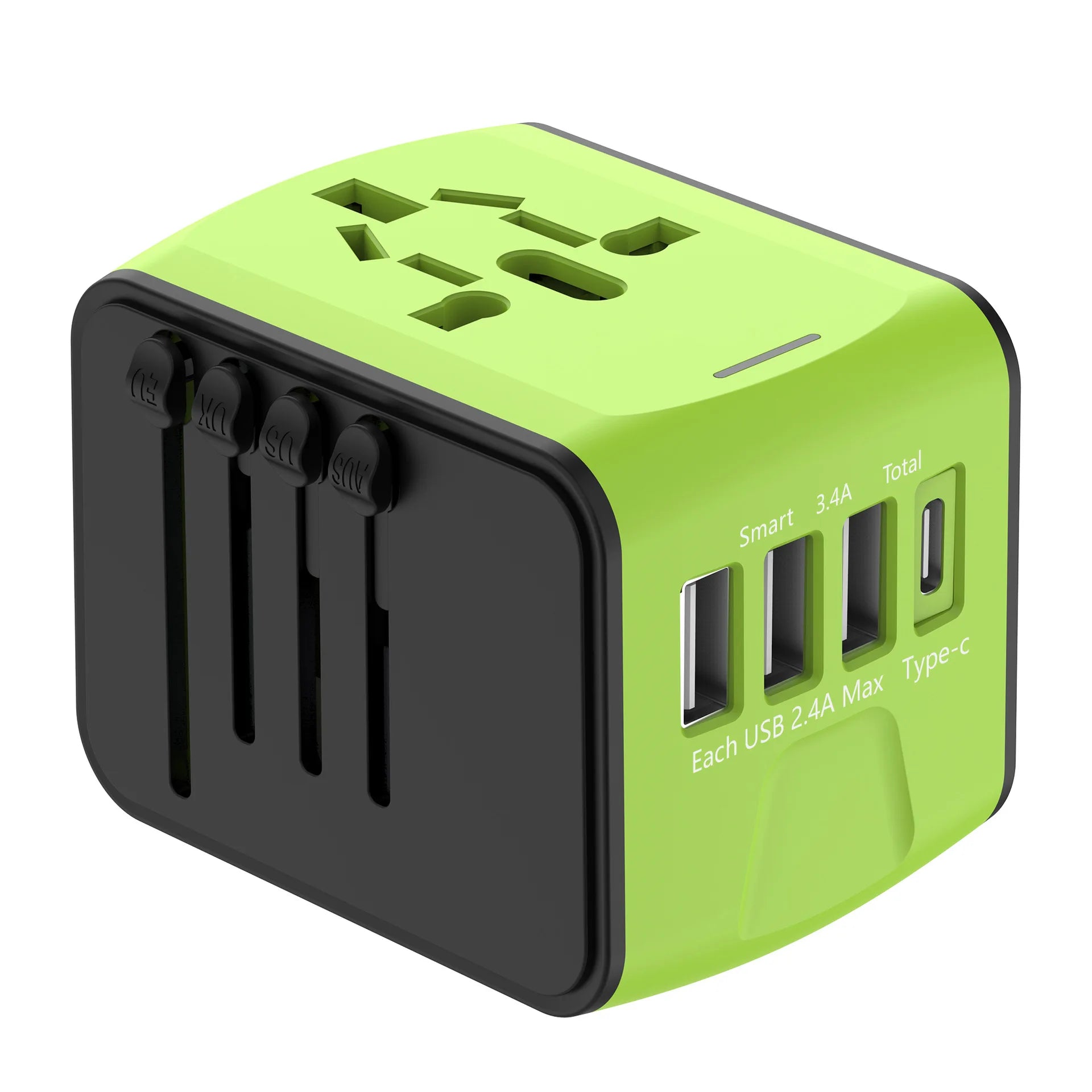 International Travel Adapter with 3 USB & Type-C Fast Charging Plugs
