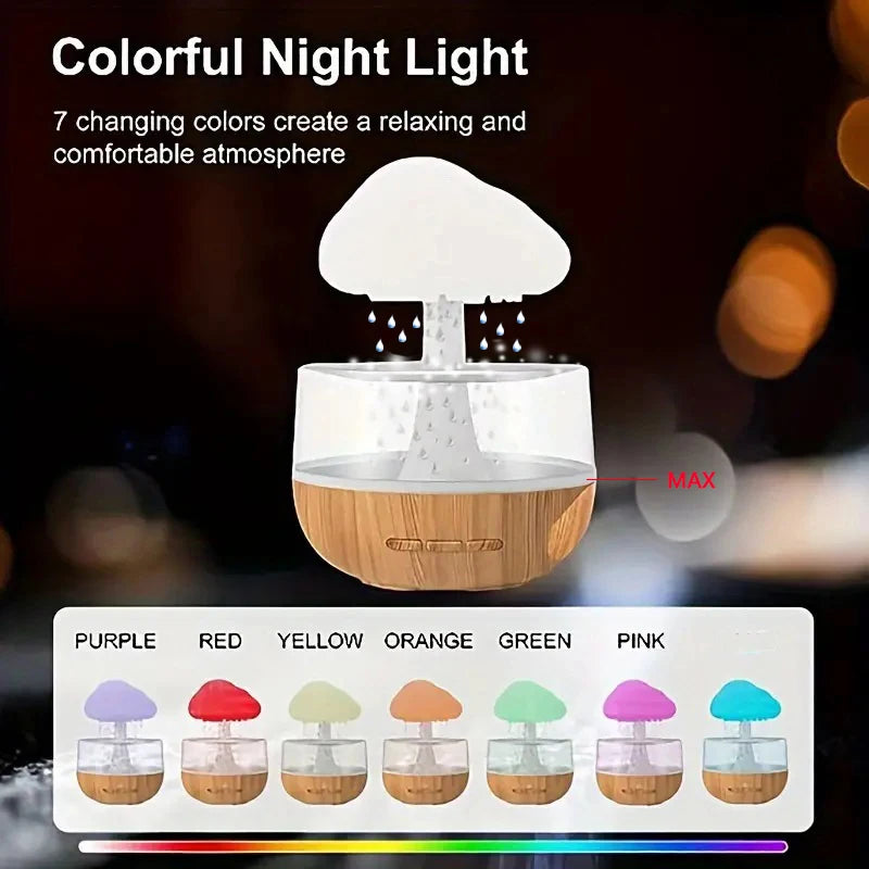 Rain Cloud Humidifier Colorful Mushroom Cloud Lamp Night Light