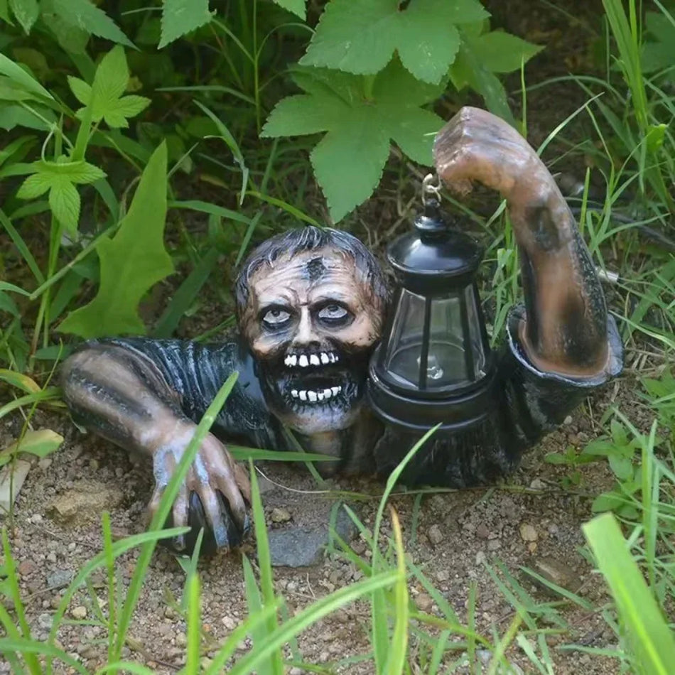 Halloween Outdoor Scary Led Lights Zombie Holding Lantern
