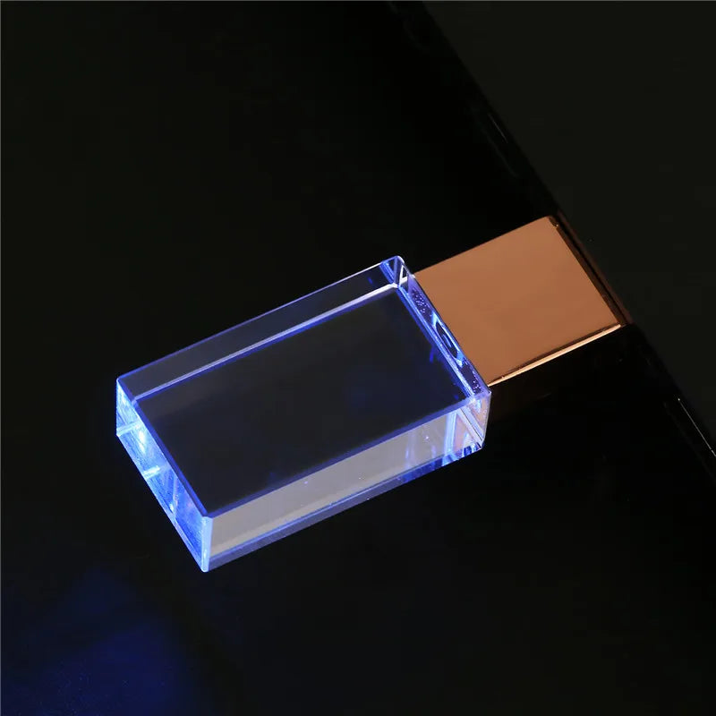 Custom Logo USB Crystal Flash Drive for 32GB, 64GB, &128GB
