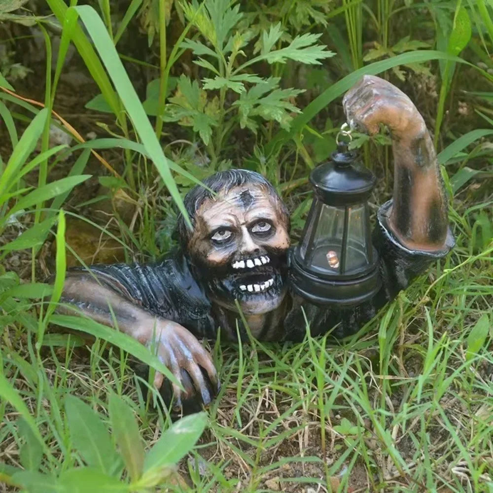 Halloween Outdoor Scary Led Lights Zombie Holding Lantern
