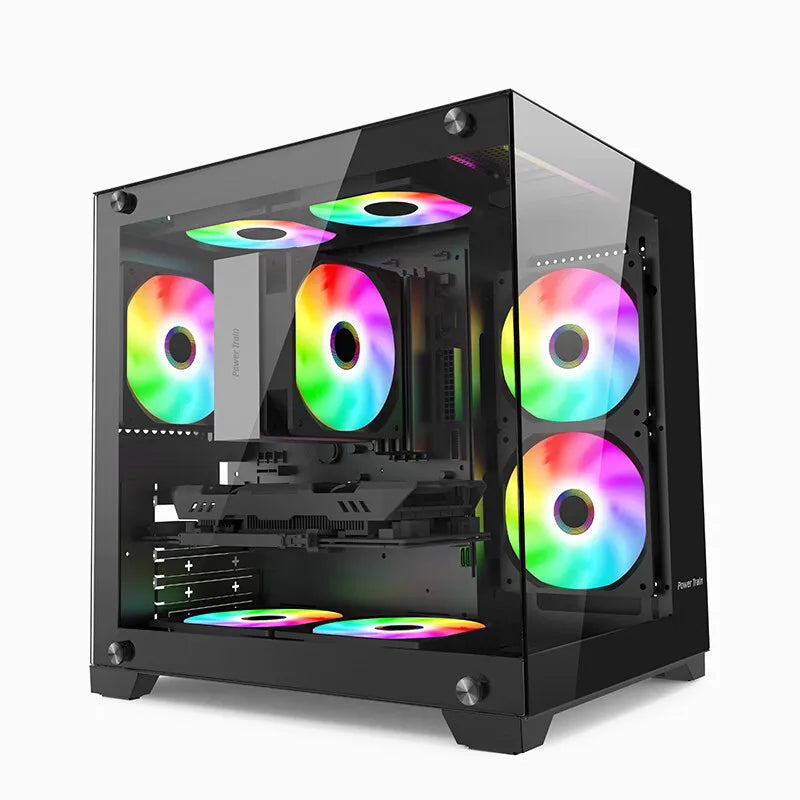 Power Train Seaview Glaze MATX Case Panoramic Side Transparency Without Pillars Support 240 WaterCooler Computer Desktop Chassis