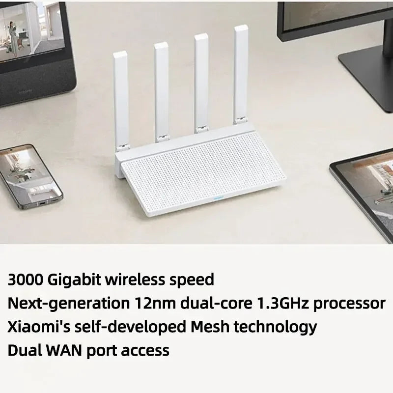 2024 Xiaomi AX3000T Router - 5GHz - WAN, LAN, LED, & NFC Connection
