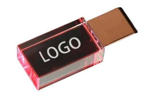 Custom Logo USB Crystal Flash Drive for 32GB, 64GB, &128GB
