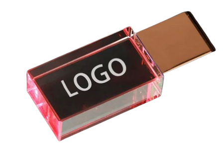 Custom Logo USB Crystal Flash Drive for 32GB, 64GB, &128GB
