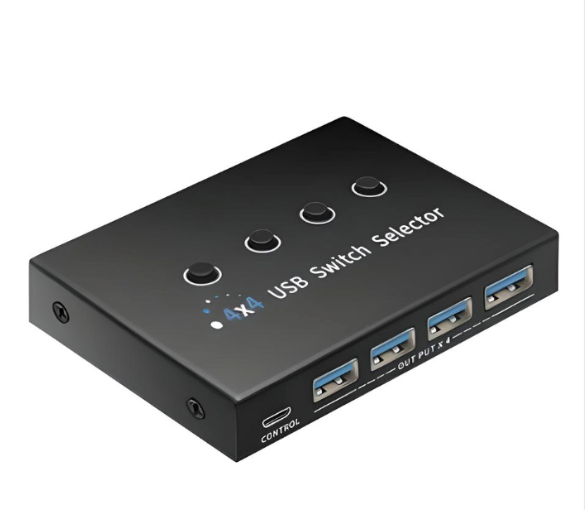 USB 3.0 KVM Switch, 4x4 Input-Output Hub for Laptop, Keyboard & More