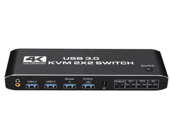 2x2 HDMI KVM Switch 4K 60Hz Dual Monitor - 2 PCs Sharing & 2 Displays
