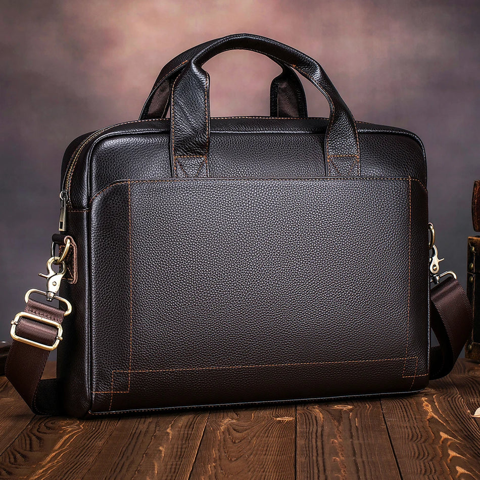 Men's Leather Handbag - Briefcase for Work & Business