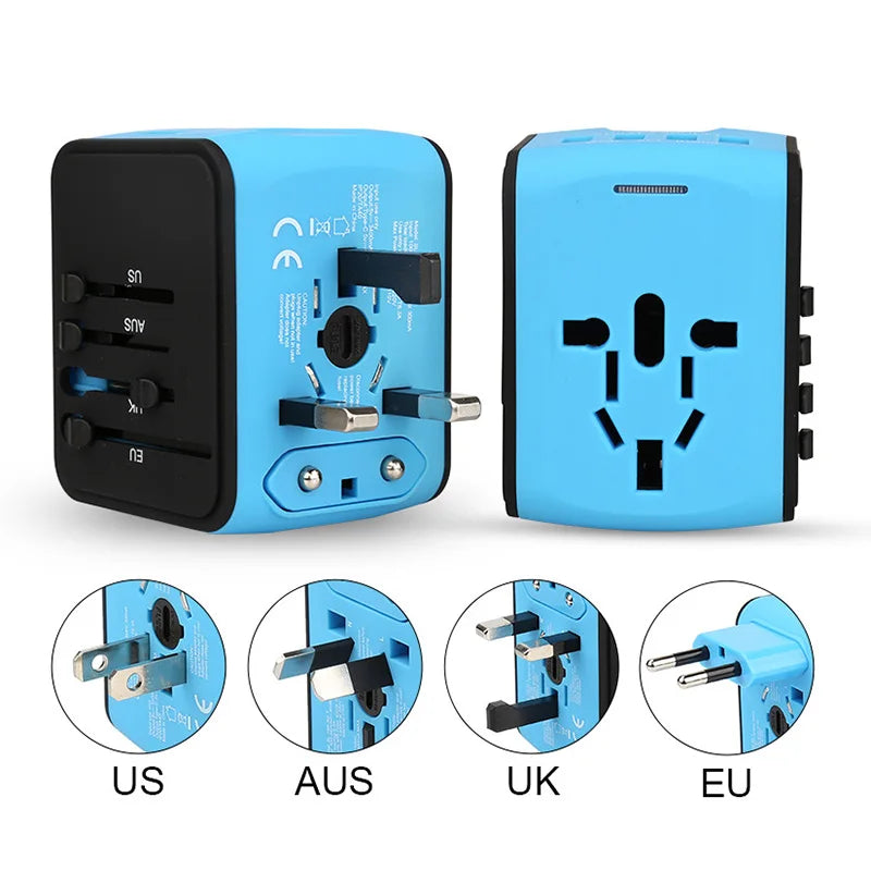 International Travel Adapter with 3 USB & Type-C Fast Charging Plugs
